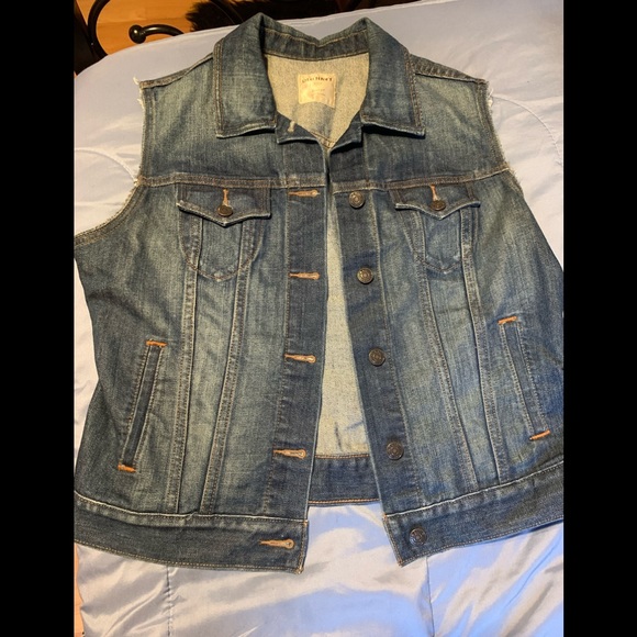 blue denim sleeveless jacket
